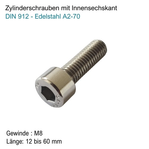 Zylinderschrauben edelstahl - m8,